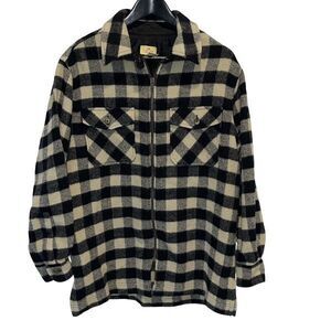Limited America Womens Buffalo Check Wool Blend Shirt Jacket Cream‎ Black Medium